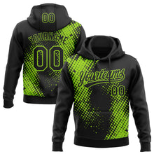 Load image into Gallery viewer, Custom Stitched Black Black-Neon Green 3D Pattern Design Geometrico Graph Sports Pullover Sweatshirt Hoodie