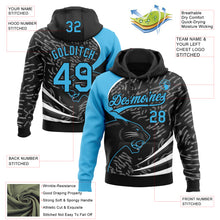 Load image into Gallery viewer, Custom Stitched Black Sky Blue-Black 3D Pattern Design Leopardo Sports Pullover Sweatshirt Hoodie