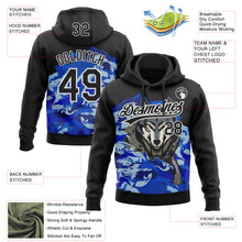 Charger l'image dans la galerie, Custom Stitched Royal Black White-Sky Blue 3D Pattern Design Wolf Sports Pullover Sweatshirt Hoodie