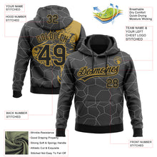 Load image into Gallery viewer, Custom Stitched Gray Black-Old Gold 3D Pattern Design Wolf Sports Pullover Sweatshirt Hoodie