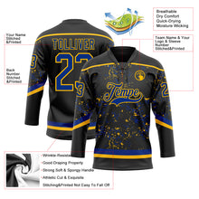 Загрузить изображение в средство просмотра галереи, Custom Black Royal-Gold 3D Pattern Fragment Art Hockey Lace Neck Jersey