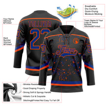 Загрузить изображение в средство просмотра галереи, Custom Black Royal-Orange 3D Pattern Fragment Art Hockey Lace Neck Jersey