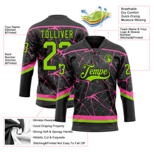 Загрузить изображение в средство просмотра галереи, Custom Black Neon Green-Pink 3D Pattern Abstract Network Hockey Lace Neck Jersey