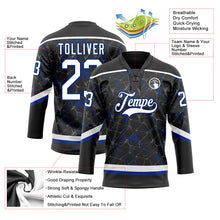 Загрузить изображение в средство просмотра галереи, Custom Black White-Royal 3D Pattern Abstract Network Hockey Lace Neck Jersey
