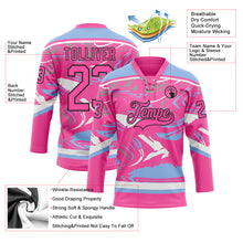 Load image into Gallery viewer, Custom Figure Pink Light Blue Black-White 3D Pattern Fluid Art Hockey Lace Neck Jersey