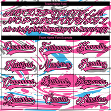 Load image into Gallery viewer, Custom Figure Pink White Sky Blue-Black 3D Pattern Fluid Art Hockey Lace Neck Jersey