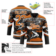 Load image into Gallery viewer, Custom Figure Texas Orange Black-White 3D Pattern Fluid Art Hockey Lace Neck Jersey