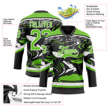 Загрузить изображение в средство просмотра галереи, Custom Figure Aurora Green Black-White 3D Pattern Fluid Art Hockey Lace Neck Jersey