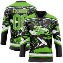Загрузить изображение в средство просмотра галереи, Custom Figure Aurora Green Black-White 3D Pattern Fluid Art Hockey Lace Neck Jersey
