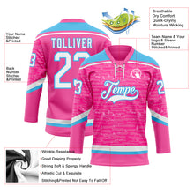 Charger l'image dans la galerie, Custom Pink White-Sky Blue 3D Pattern Fragment Art Hockey Lace Neck Jersey