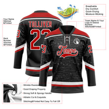 Загрузить изображение в средство просмотра галереи, Custom Black Red-White 3D Pattern Fragment Art Hockey Lace Neck Jersey