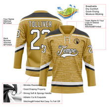 Load image into Gallery viewer, Custom Old Gold White-Black 3D Pattern Fragment Art Hockey Lace Neck Jersey