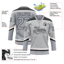 Laden Sie das Bild in den Galerie-Viewer, Custom Gray Black-White 3D Pattern Fragment Art Hockey Lace Neck Jersey