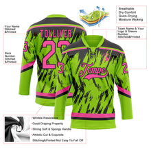 Load image into Gallery viewer, Custom Neon Green Pink-Black 3D Pattern Splash Art Hockey Lace Neck Jersey