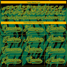 Load image into Gallery viewer, Custom Kelly Green Gold-Black 3D Pattern Splash Art Hockey Lace Neck Jersey