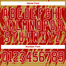 Load image into Gallery viewer, Custom Red Old Gold-White 3D Pattern Splash Art Hockey Lace Neck Jersey