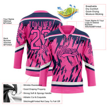 Load image into Gallery viewer, Custom Pink Navy-White 3D Pattern Splash Art Hockey Lace Neck Jersey