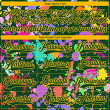 Load image into Gallery viewer, Custom Graffiti Pattern Green Gold-White 3D Pattern Splash Art Hockey Lace Neck Jersey
