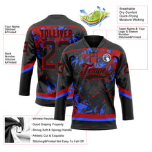 Load image into Gallery viewer, Custom Black Red-Royal 3D Fluid Art Splash Hockey Lace Neck Jersey