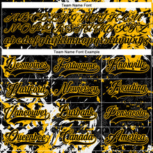 Laden Sie das Bild in den Galerie-Viewer, Custom Black Gold-White 3D Fluid Art Splash Hockey Lace Neck Jersey