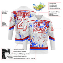 Load image into Gallery viewer, Custom White Red-Royal 3D Fluid Art Splash Hockey Lace Neck Jersey
