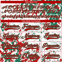 Load image into Gallery viewer, Custom White Red-Kelly Green 3D Fluid Art Splash Hockey Lace Neck Jersey