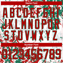 Load image into Gallery viewer, Custom White Red-Kelly Green 3D Fluid Art Splash Hockey Lace Neck Jersey