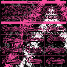 Load image into Gallery viewer, Custom Black Pink-White 3D Splash Art Hockey Lace Neck Jersey