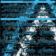 Laden Sie das Bild in den Galerie-Viewer, Custom Black Sky Blue-White 3D Splash Art Hockey Lace Neck Jersey