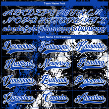 Load image into Gallery viewer, Custom Black Thunder Blue-White 3D Splash Art Hockey Lace Neck Jersey