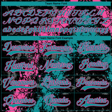 Laden Sie das Bild in den Galerie-Viewer, Custom Black Teal-Pink 3D Splash Art Hockey Lace Neck Jersey