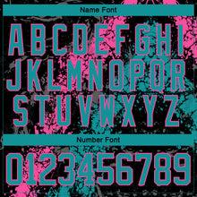 Laden Sie das Bild in den Galerie-Viewer, Custom Black Teal-Pink 3D Splash Art Hockey Lace Neck Jersey