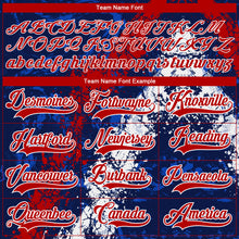 Load image into Gallery viewer, Custom Navy Red Thunder Blue-White 3D Splash Art Hockey Lace Neck Jersey