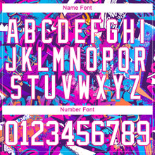 Загрузить изображение в средство просмотра галереи, Custom Graffiti Pattern White Purple-Deep Pink 3D Pattern Scratch Hockey Lace Neck Jersey