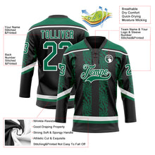 Загрузить изображение в средство просмотра галереи, Custom Black Kelly Green-White 3D Pattern Abstract Shape Hockey Lace Neck Jersey