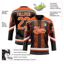 Загрузить изображение в средство просмотра галереи, Custom Black Orange-White 3D Pattern Abstract Shape Hockey Lace Neck Jersey