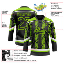 Загрузить изображение в средство просмотра галереи, Custom Black Neon Green-White 3D Pattern Abstract Shape Hockey Lace Neck Jersey