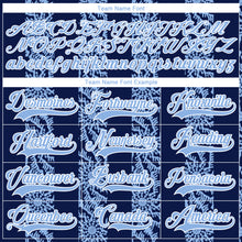 Load image into Gallery viewer, Custom Navy Light Blue-White 3D Pattern Abstract Shape Hockey Lace Neck Jersey