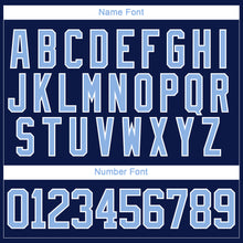 Load image into Gallery viewer, Custom Navy Light Blue-White 3D Pattern Abstract Shape Hockey Lace Neck Jersey