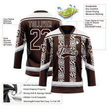 Загрузить изображение в средство просмотра галереи, Custom Brown Gray-White 3D Pattern Abstract Shape Hockey Lace Neck Jersey