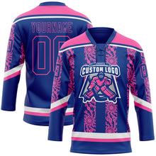 Charger l'image dans la galerie, Custom Royal Pink-White 3D Pattern Abstract Shape Hockey Lace Neck Jersey