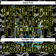 Charger l'image dans la galerie, Custom Black Neon Yellow Blue-White 3D Pattern Abstract Camo Hockey Lace Neck Jersey
