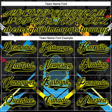 Загрузить изображение в средство просмотра галереи, Custom Black Neon Yellow Blue-White 3D Pattern Abstract Splash Hockey Lace Neck Jersey