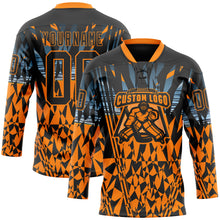 Загрузить изображение в средство просмотра галереи, Custom Black Bay Orange-Blue 3D Pattern Abstract Hockey Lace Neck Jersey