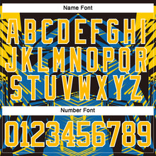 Load image into Gallery viewer, Custom Black Gold Blue-White 3D Pattern Abstract Hockey Lace Neck Jersey