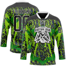 Load image into Gallery viewer, Custom Black Green White 3D Pattern Abstract Hockey Lace Neck Jersey