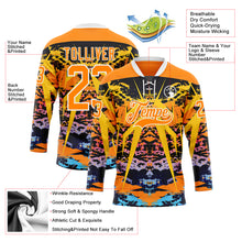 Charger l'image dans la galerie, Custom Bay Orange Blue-White 3D Pattern Abstract Grunge Hockey Lace Neck Jersey