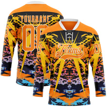 Charger l'image dans la galerie, Custom Bay Orange Blue-White 3D Pattern Abstract Grunge Hockey Lace Neck Jersey