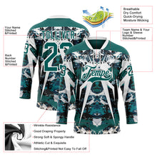 Load image into Gallery viewer, Custom Midnight Green Black-White 3D Pattern Abstract Grunge Hockey Lace Neck Jersey