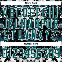 Load image into Gallery viewer, Custom Midnight Green Black-White 3D Pattern Abstract Grunge Hockey Lace Neck Jersey